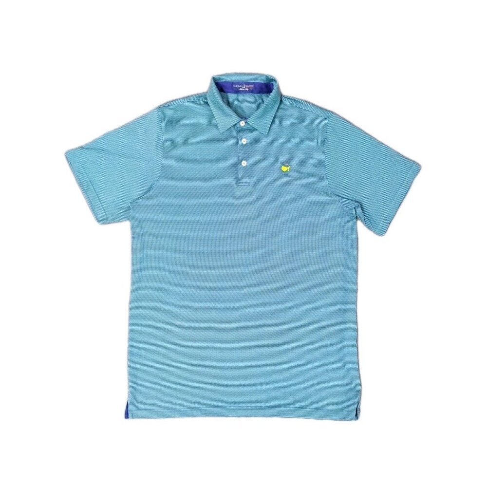 Masters Clubhouse Collection Polo Shirt Blue Stripe (XL) Made In Italy Mens Golf